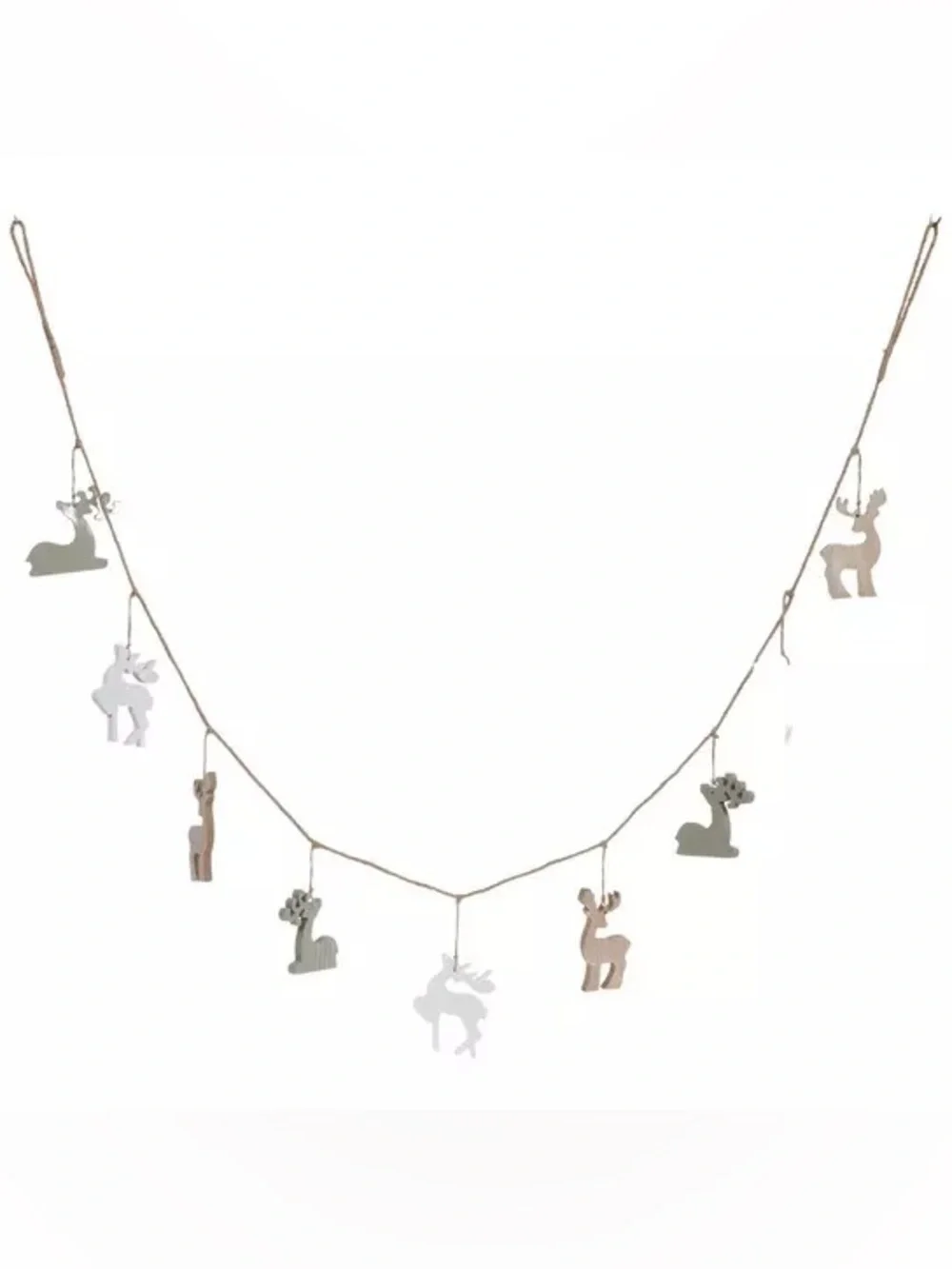 (2) Beige, White & Sage Reindeer Garland